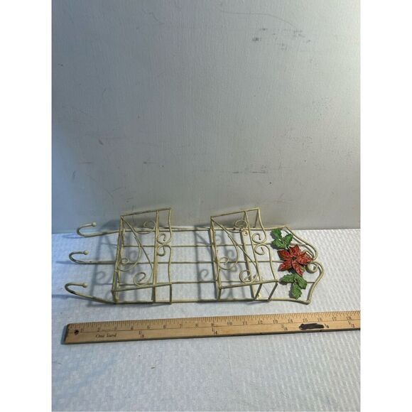 Metal hanging key Rack letter organizer flowers (some rust)18x6.5" - Picture 5 of 8